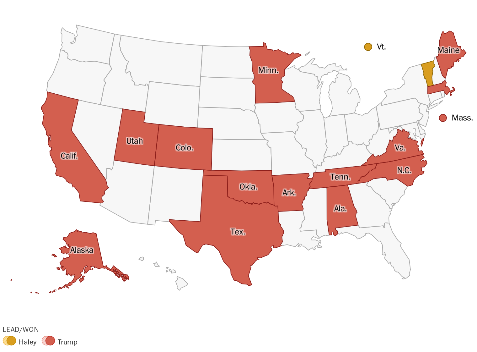 Super Tuesday GOP National Map